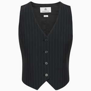 Babaton Pinstripe Tailored Vest - Black with Subtle Gray Stripes